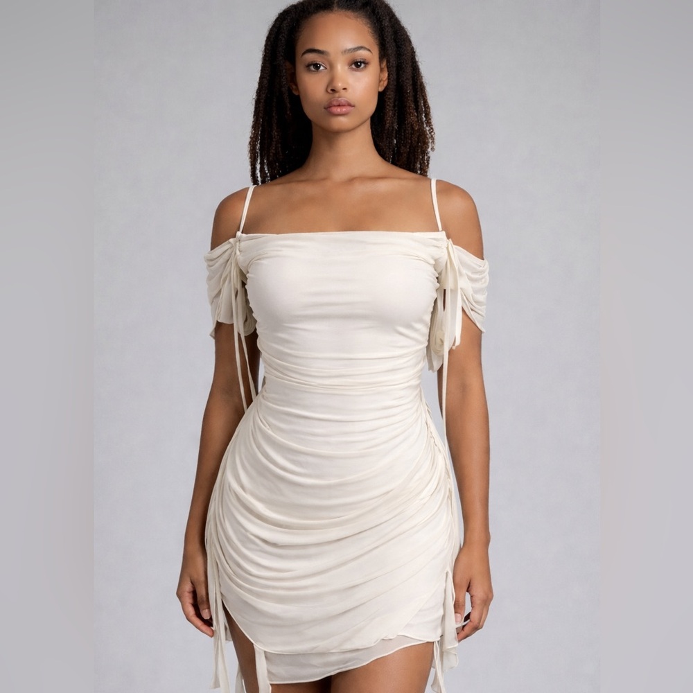 Elegant Backless White Off-Shoulder Cocktail Dress